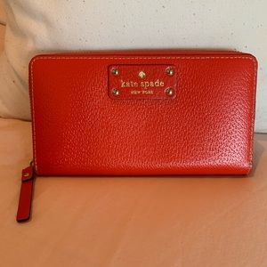 Kate Spade dark orange/red zipper wallet